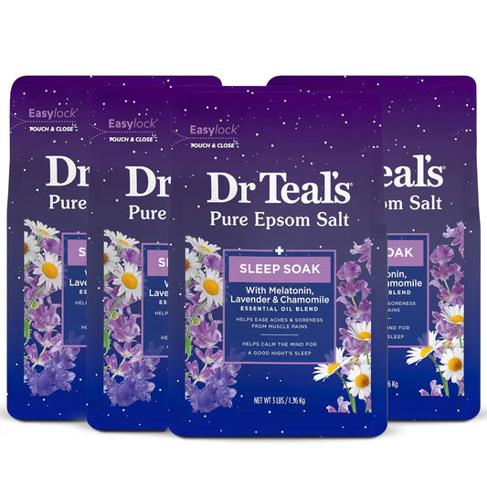 Pure Epsom Salt, Melatonin Sleep Soak with Essential Oil Blend, 3 Pound (Pack of 4)