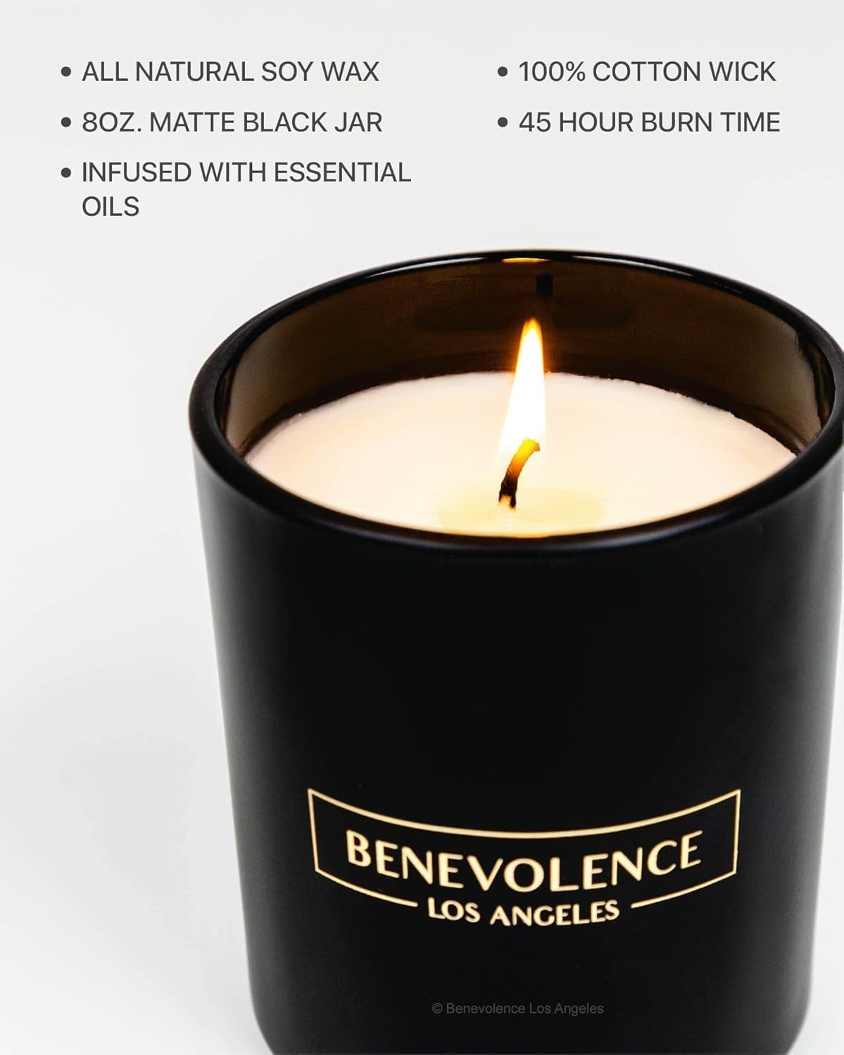 Benevolence Candles Bergamot & Jasmine Scented Candle | 8 Oz Scented Candles for Home Scented | Natural Soy Candles for Men | 45 Hour Burn Christmas Candles Scented | Fall Candles Set | Jasmine Candle