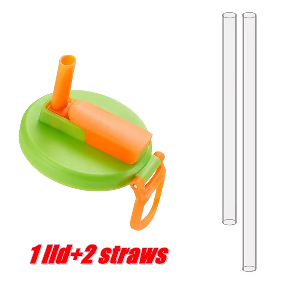 1PCS Soda Can Lid with 2 Straws Reusable Silicone Lid Cover Portable Canned Beverages Juice Beer Straw Cap for Home Picnic